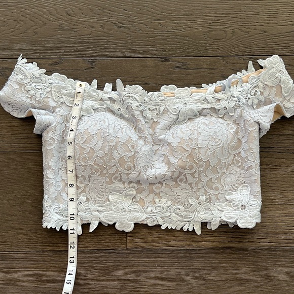 Juniors Sequin Hearts Two-Piece Lace Off-Shoulder Gown-Glitter Sz 13 - Picture 6 of 14